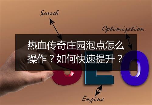 热血传奇庄园泡点怎么操作？如何快速提升？