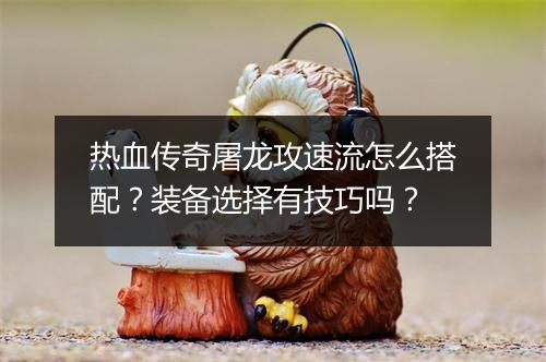 热血传奇屠龙攻速流怎么搭配？装备选择有技巧吗？