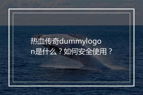 热血传奇dummylogon是什么？如何安全使用？