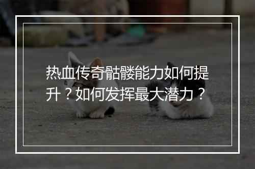 热血传奇骷髅能力如何提升？如何发挥最大潜力？