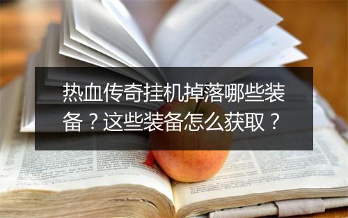 热血传奇挂机掉落哪些装备？这些装备怎么获取？