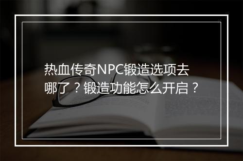 热血传奇NPC锻造选项去哪了？锻造功能怎么开启？