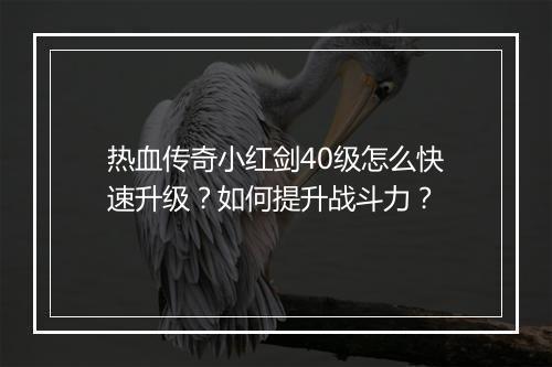 热血传奇小红剑40级怎么快速升级？如何提升战斗力？