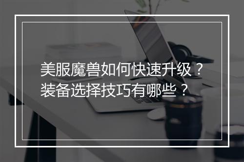 美服魔兽如何快速升级？装备选择技巧有哪些？