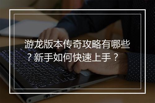 游龙版本传奇攻略有哪些？新手如何快速上手？