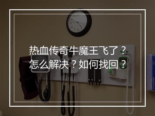 热血传奇牛魔王飞了？怎么解决？如何找回？