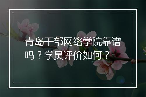 青岛干部网络学院靠谱吗？学员评价如何？