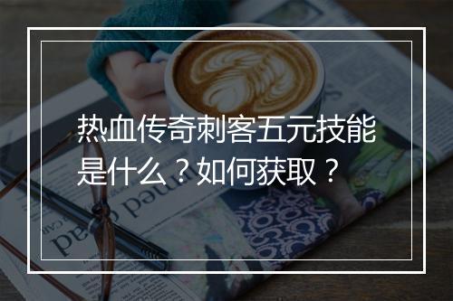 热血传奇刺客五元技能是什么？如何获取？