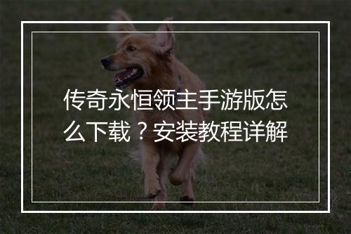 传奇永恒领主手游版怎么下载？安装教程详解