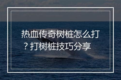 热血传奇树桩怎么打？打树桩技巧分享