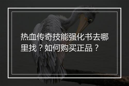 热血传奇技能强化书去哪里找？如何购买正品？