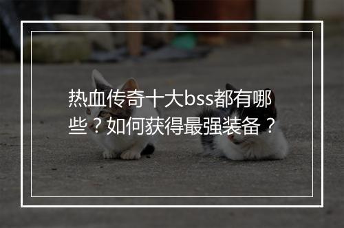 热血传奇十大bss都有哪些？如何获得最强装备？
