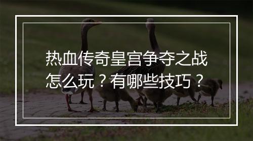 热血传奇皇宫争夺之战怎么玩？有哪些技巧？