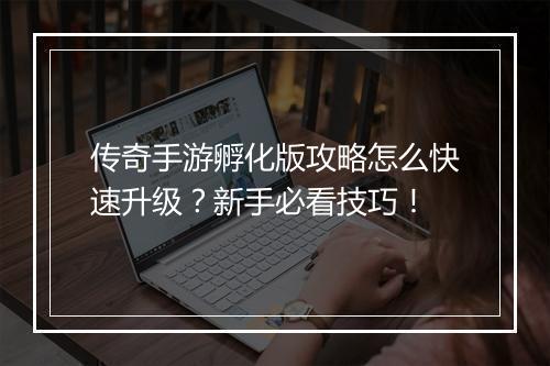 传奇手游孵化版攻略怎么快速升级？新手必看技巧！