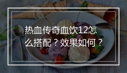 热血传奇血饮12怎么搭配？效果如何？