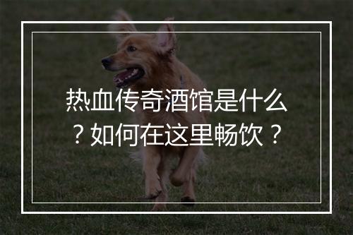 热血传奇酒馆是什么？如何在这里畅饮？