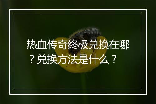 热血传奇终极兑换在哪？兑换方法是什么？