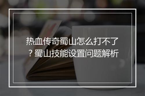 热血传奇蜀山怎么打不了？蜀山技能设置问题解析
