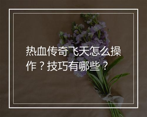 热血传奇飞天怎么操作？技巧有哪些？