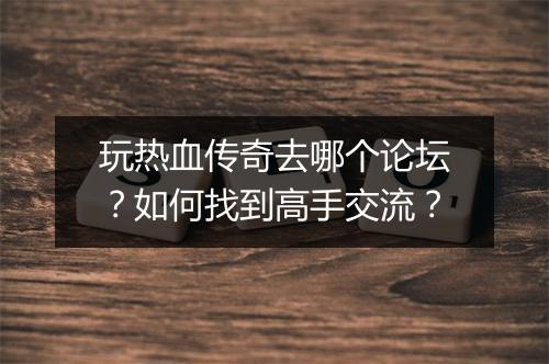 玩热血传奇去哪个论坛？如何找到高手交流？