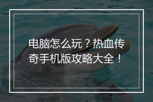 电脑怎么玩？热血传奇手机版攻略大全！