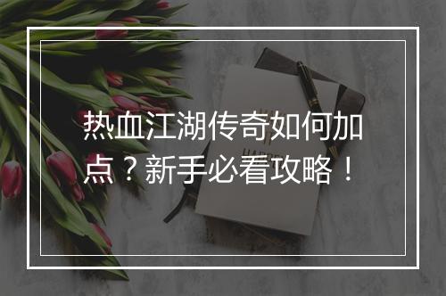 热血江湖传奇如何加点？新手必看攻略！