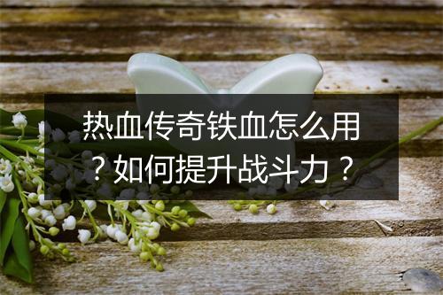 热血传奇铁血怎么用？如何提升战斗力？