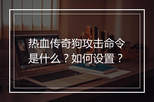 热血传奇狗攻击命令是什么？如何设置？