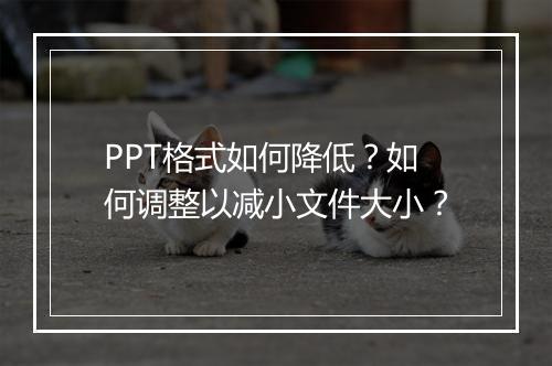 PPT格式如何降低？如何调整以减小文件大小？