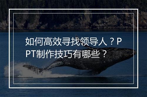 如何高效寻找领导人？PPT制作技巧有哪些？