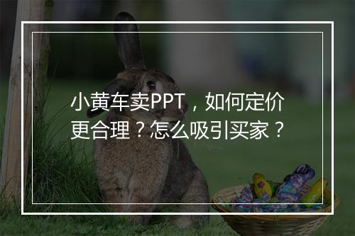 小黄车卖PPT，如何定价更合理？怎么吸引买家？