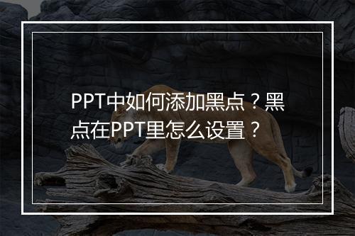 PPT中如何添加黑点？黑点在PPT里怎么设置？