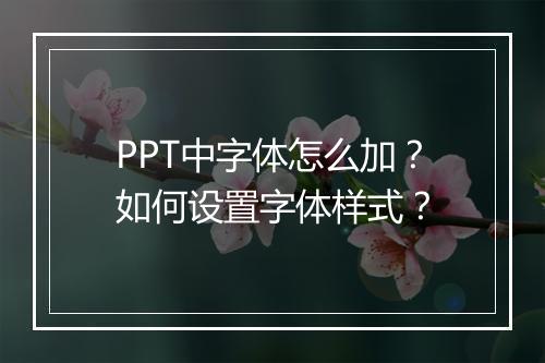 PPT中字体怎么加?如何设置字体样式?