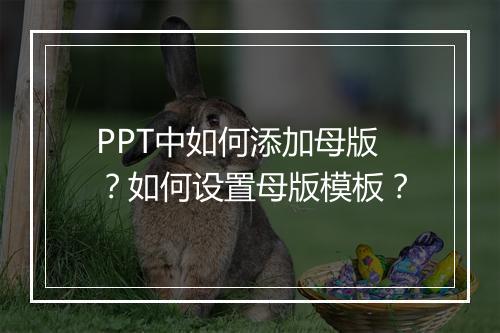PPT中如何添加母版?如何设置母版模板?