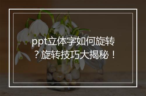 ppt立体字如何旋转？旋转技巧大揭秘！