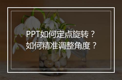 PPT如何定点旋转？如何精准调整角度？