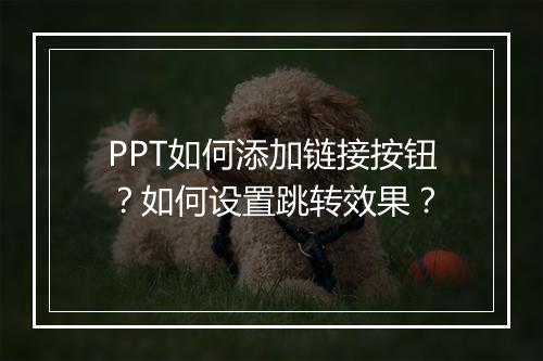 PPT如何添加链接按钮？如何设置跳转效果？