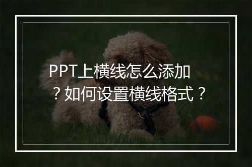 PPT上横线怎么添加？如何设置横线格式？