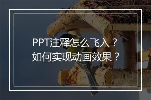 PPT注释怎么飞入？如何实现动画效果？