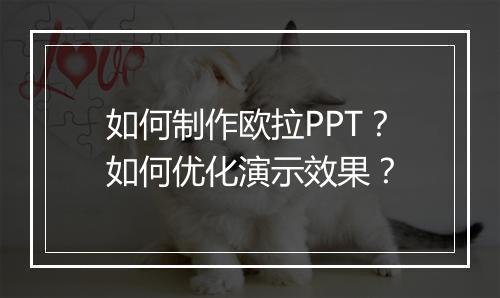 如何制作欧拉PPT？如何优化演示效果？