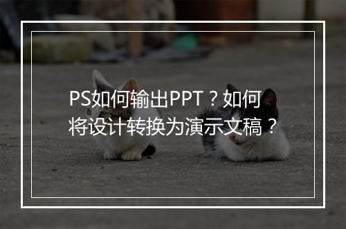 PS如何输出PPT？如何将设计转换为演示文稿？