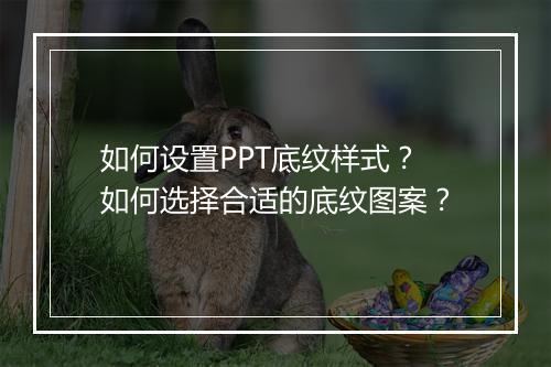 如何设置PPT底纹样式？如何选择合适的底纹图案？