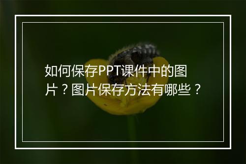 如何保存PPT课件中的图片？图片保存方法有哪些？