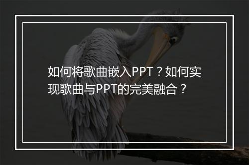 如何将歌曲嵌入PPT？如何实现歌曲与PPT的完美融合？