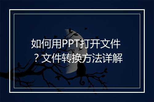如何用PPT打开文件？文件转换方法详解