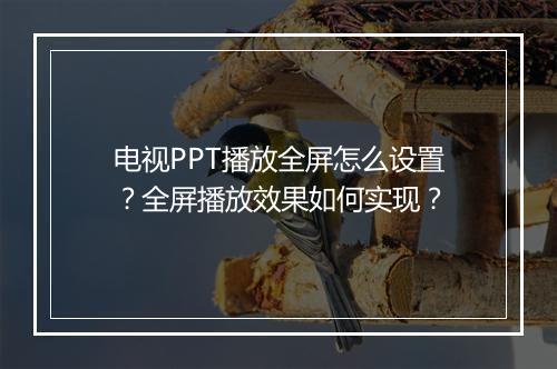 电视PPT播放全屏怎么设置？全屏播放效果如何实现？