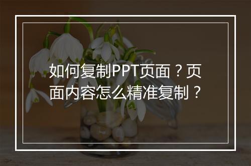 如何复制PPT页面？页面内容怎么精准复制？