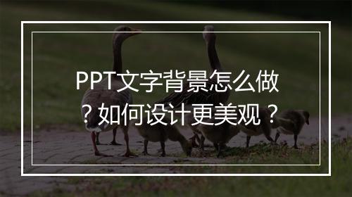 PPT文字背景怎么做？如何设计更美观？