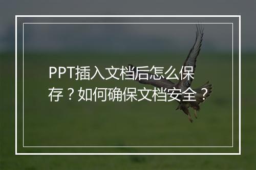 PPT插入文档后怎么保存？如何确保文档安全？