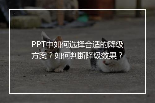 PPT中如何选择合适的降级方案？如何判断降级效果？